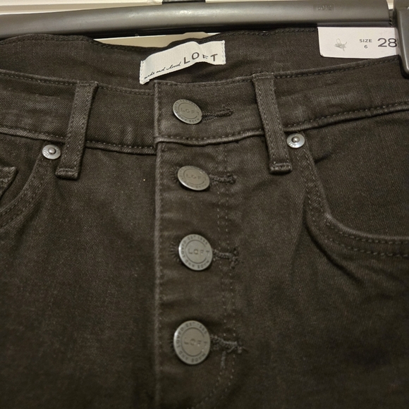 NWT Loft Button Fly Frayed Hem Skinny Jeans Size 6 - Picture 4 of 11